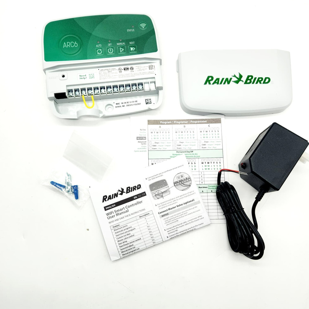 Rain Bird ARC6 Smart Irrigation Timer 6-Zone WiFi Controller Indoor Alexa Ready