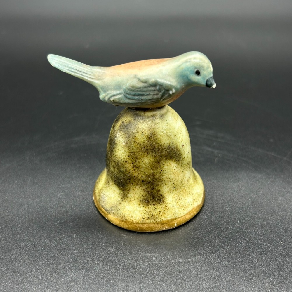 Miniature Ceramic Bell with Bluebird Finial