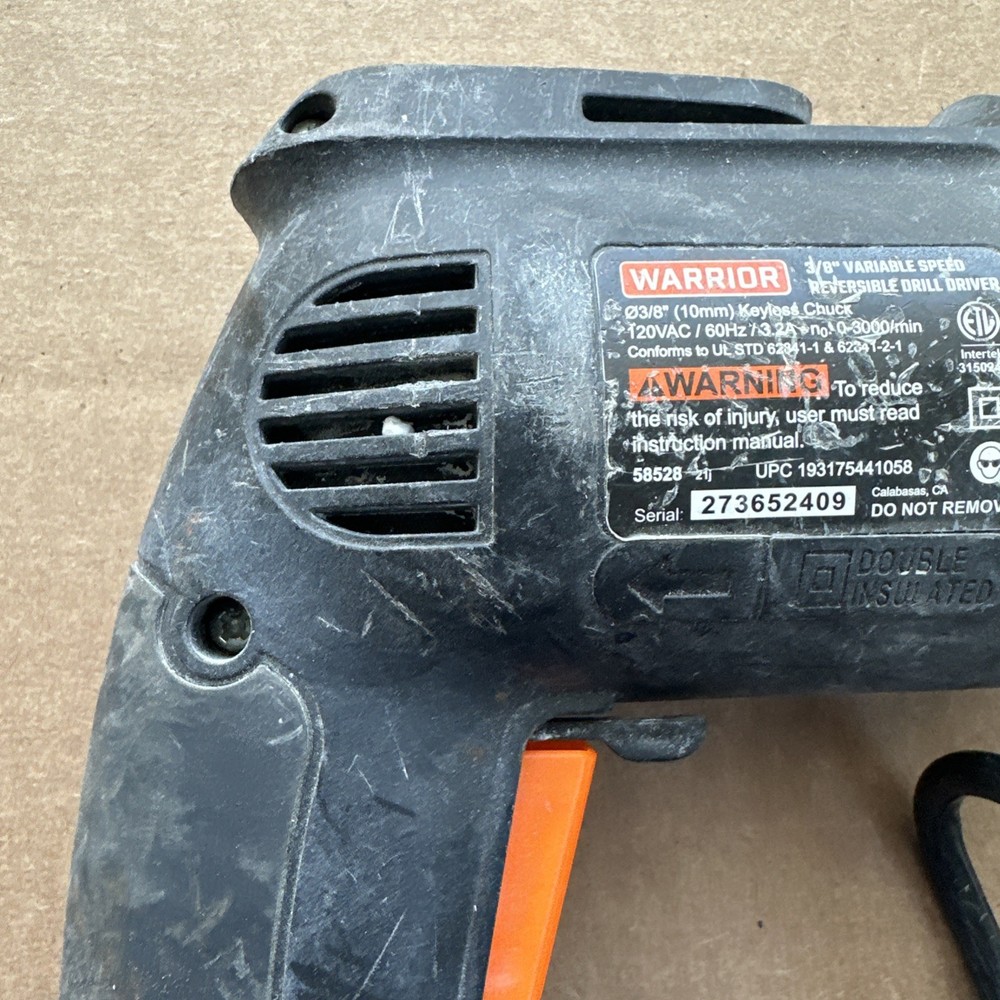 WARRIOR 3.2 Amp 3/8" Variable Speed Reversible Drill - Model #58528