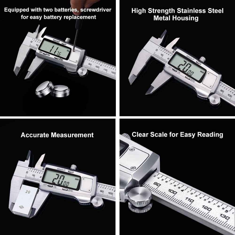 Kynup Digital Caliper, Caliper Measuring Tool, 6 Inch Standard, Silver