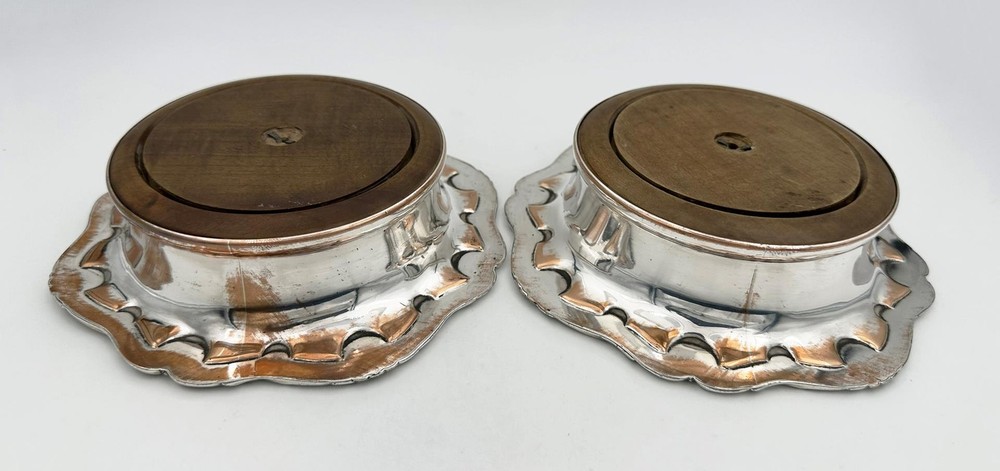 PAIR BOTTLE COASTERS OLD SHEFFIELD PLATE VICTORIAN c1840