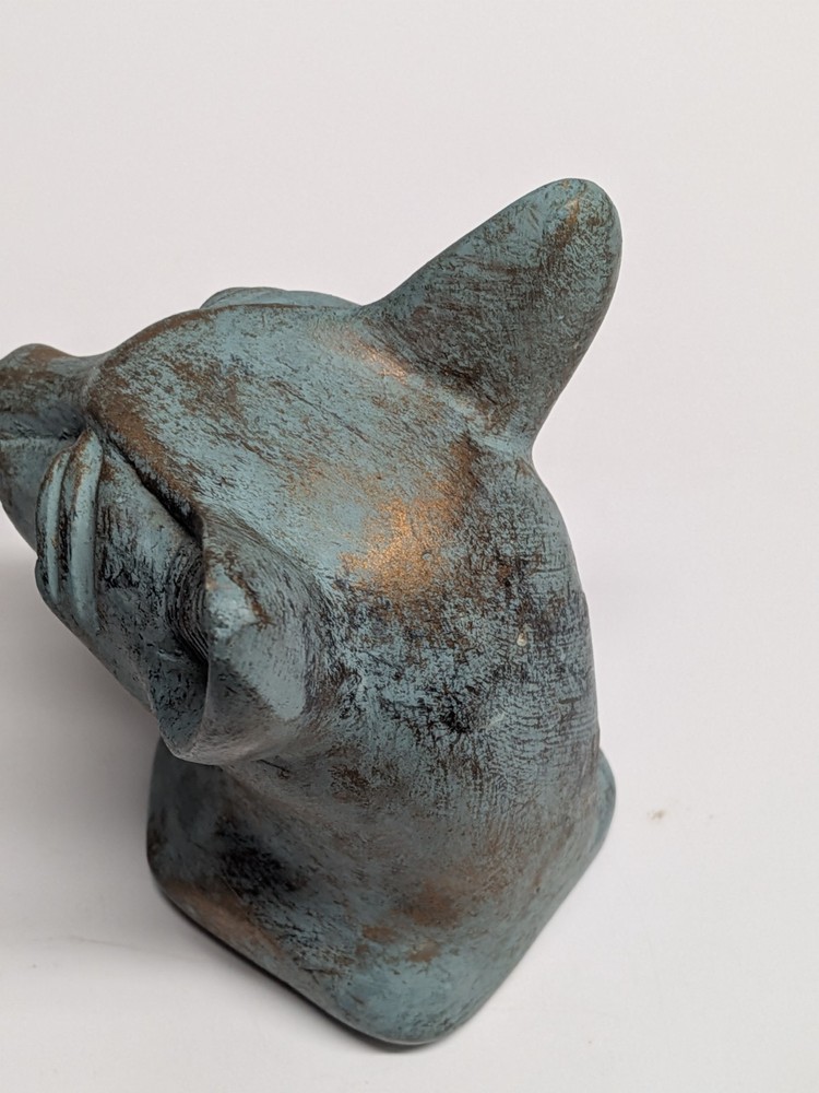 Bastet cat bust stone handpainted representing Egyptian goddess 4"