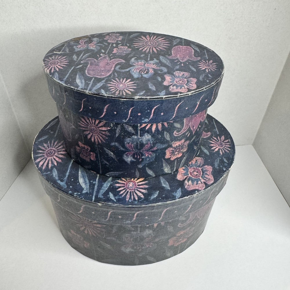 Bob’s Boxes 2 Stacking LANG Folk Art PRIMITIVE BLOOMS Box Susan A. Winget Oval