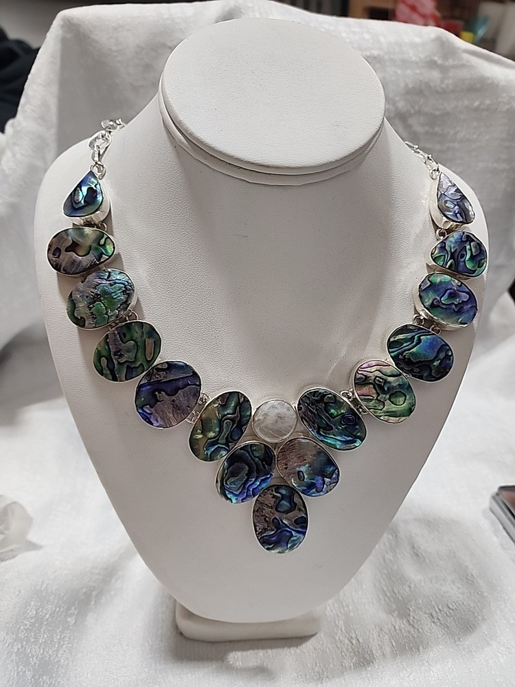 sterling silver abalone shell 24 necklace