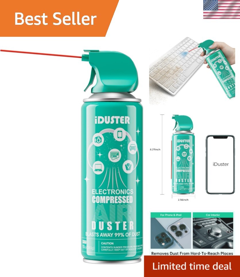 Disposable Compressed Duster, Computer Cleaner, Keyboard Cleaner, 1 Pack, 10 oz