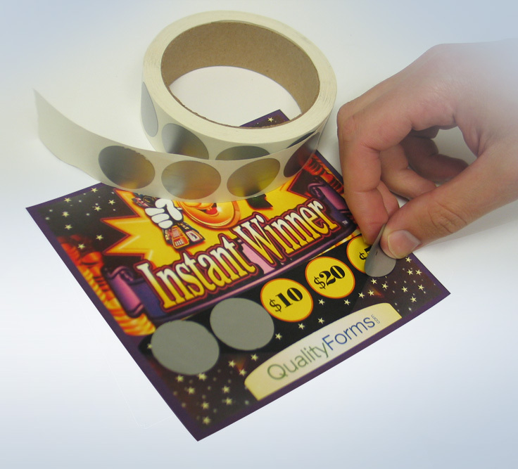 1" Round Silver Scratch Off Labels, 2000 labels per roll