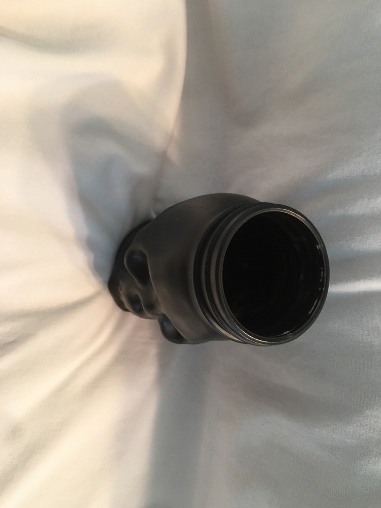 = 6'' BLACK GLASS SKULL JAR