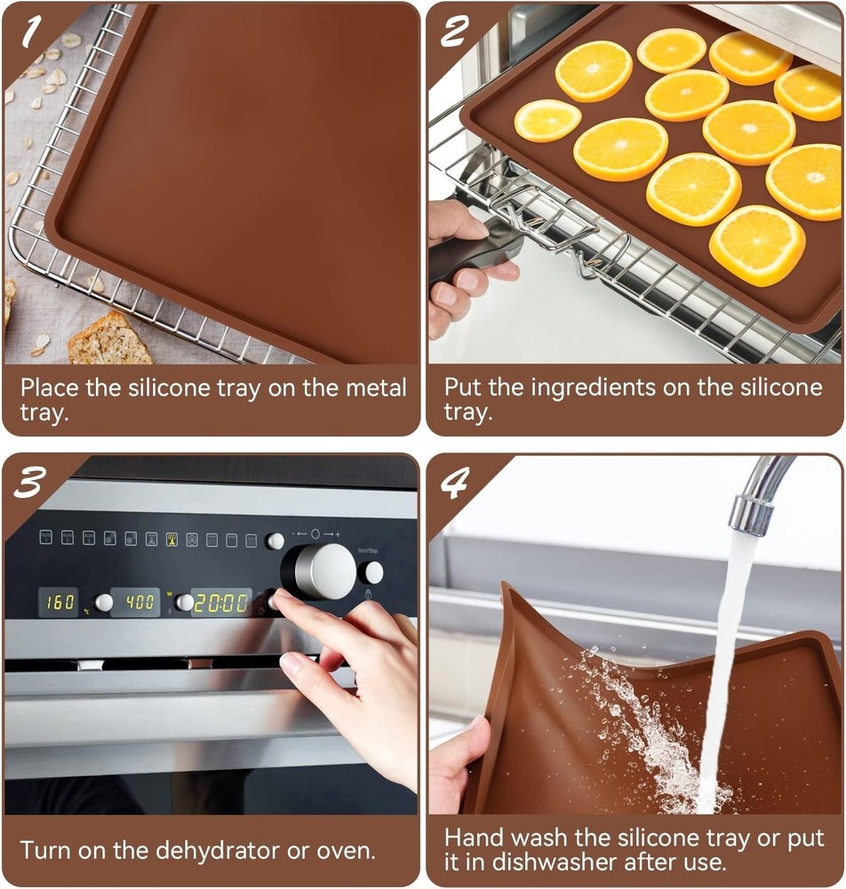 Durable Silicone Dehydrator Sheets – 4 Pack with Raised Edge Design for Easy Use