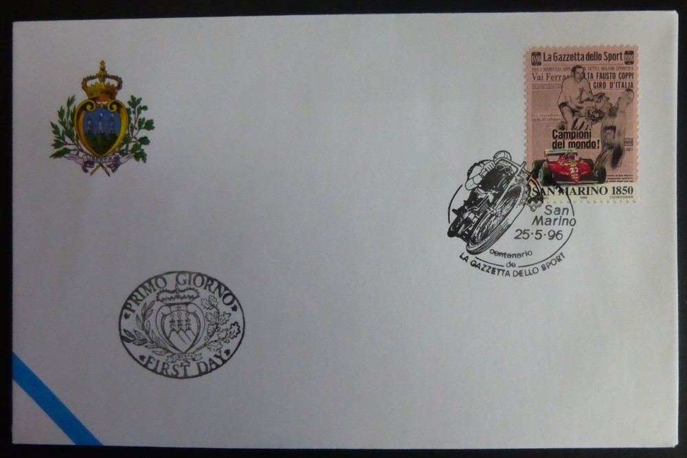 FDC - SANMARINO - CENT. GAZZETTA DELLO SPORT - 1996