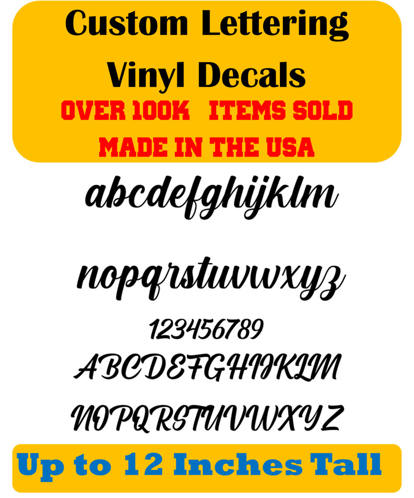 Custom Personalized Decal Vinyl Lettering Text Business Sign Calligraphy Script6