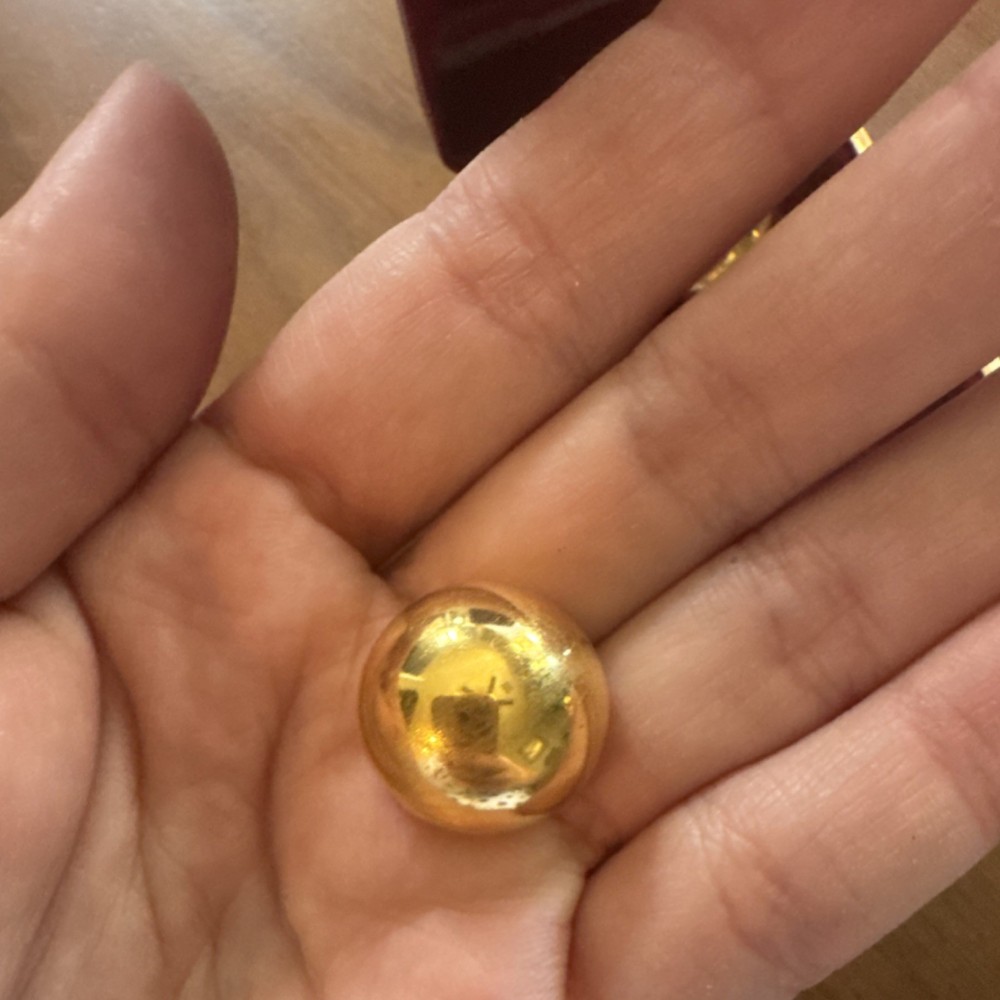 Chinese Gold-Colored Baoding Balls in Red Decorative Box Collectible