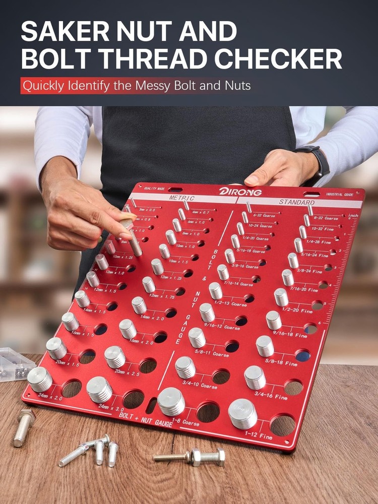 Thread Checker, 44 Nut and Bolt Thread Checker, Bolt Size and Thread Gauge 22...