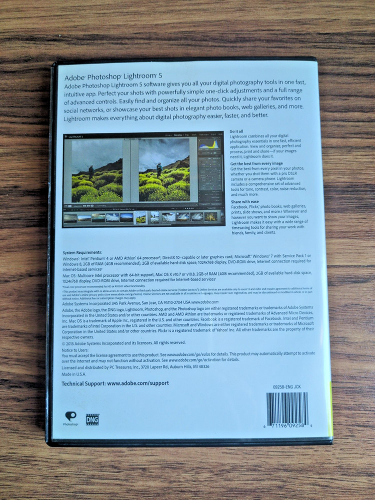 Adobe Photoshop Lightroom 5 Software DVD Unknown Redemption Code Status - As Is