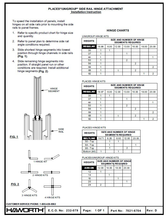 Haworth Panel Hinge Connector Insert for Cubical UniGroup Too, part HWP054.02