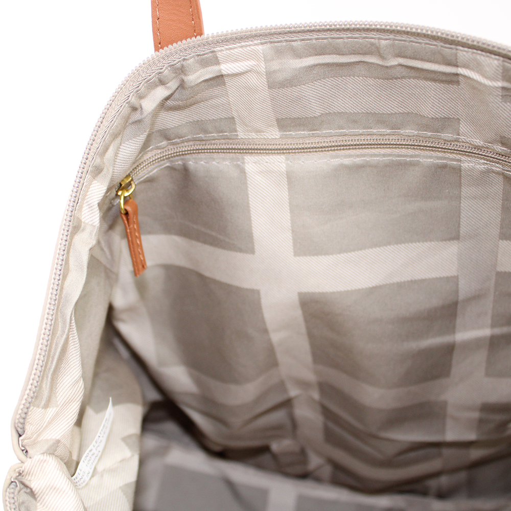 Joy Mangano Leather Large Tote Beige