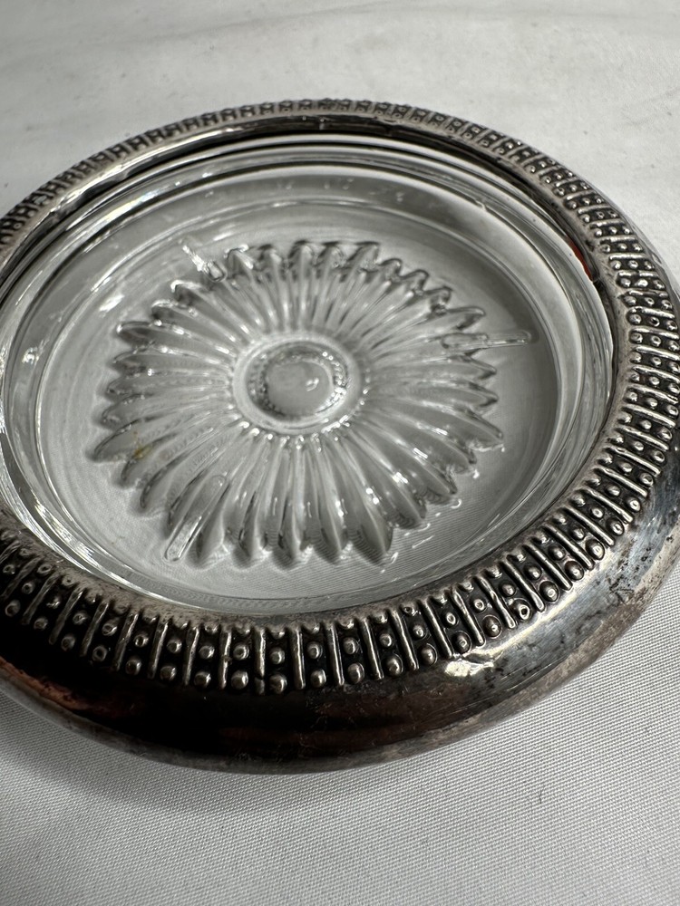 Glass Bowl Silver Plated Italy 4”