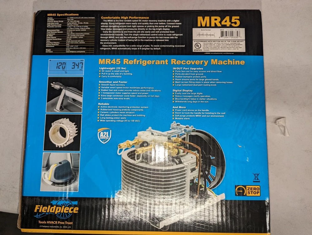 Fieldpiece Model 45, Digital Refrigerant Recovery Unit