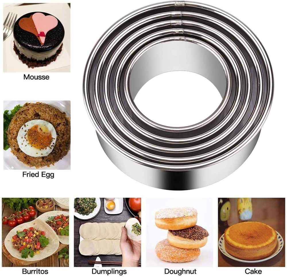 Gradated 5 Sizes Round Cookie Cutters - Durable & Dishwasher Safe