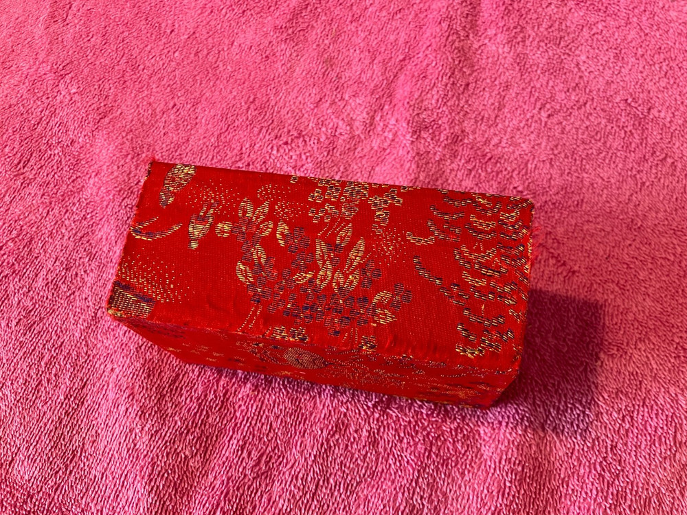 BAODING balls vintage in lined fabric case, heavy shiny metal, with chimes