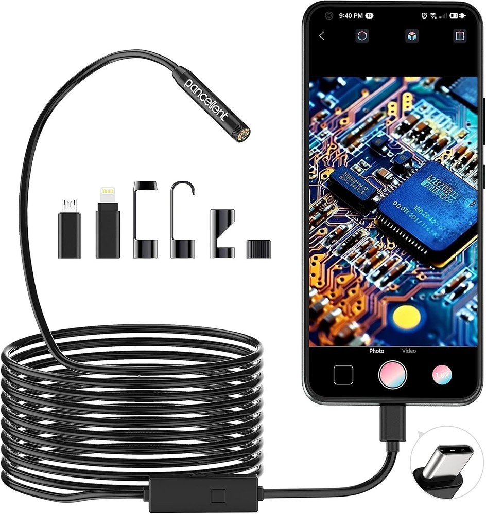 1920P Snake Inspection Borescope, Type C Endoscope, Scope Camera with 8 LED L...