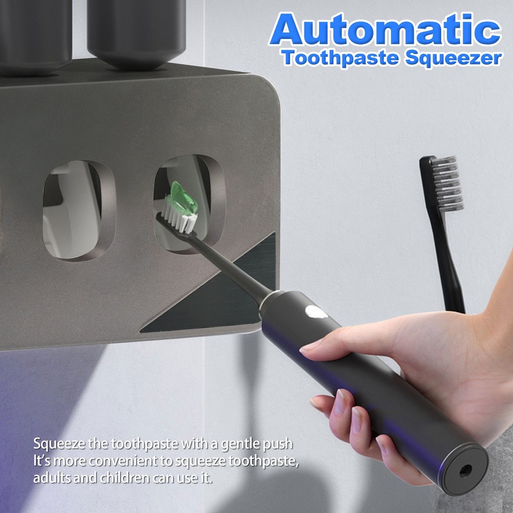 Wall Mounted Automatic Toothpaste Dispenser Hands Free Squeezer Holder No Drill