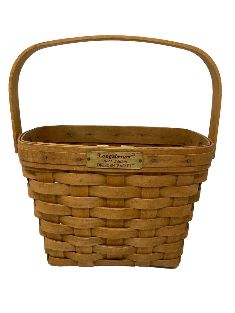 1994 Longaberger Dresden Basket With Handle 9x5x7”