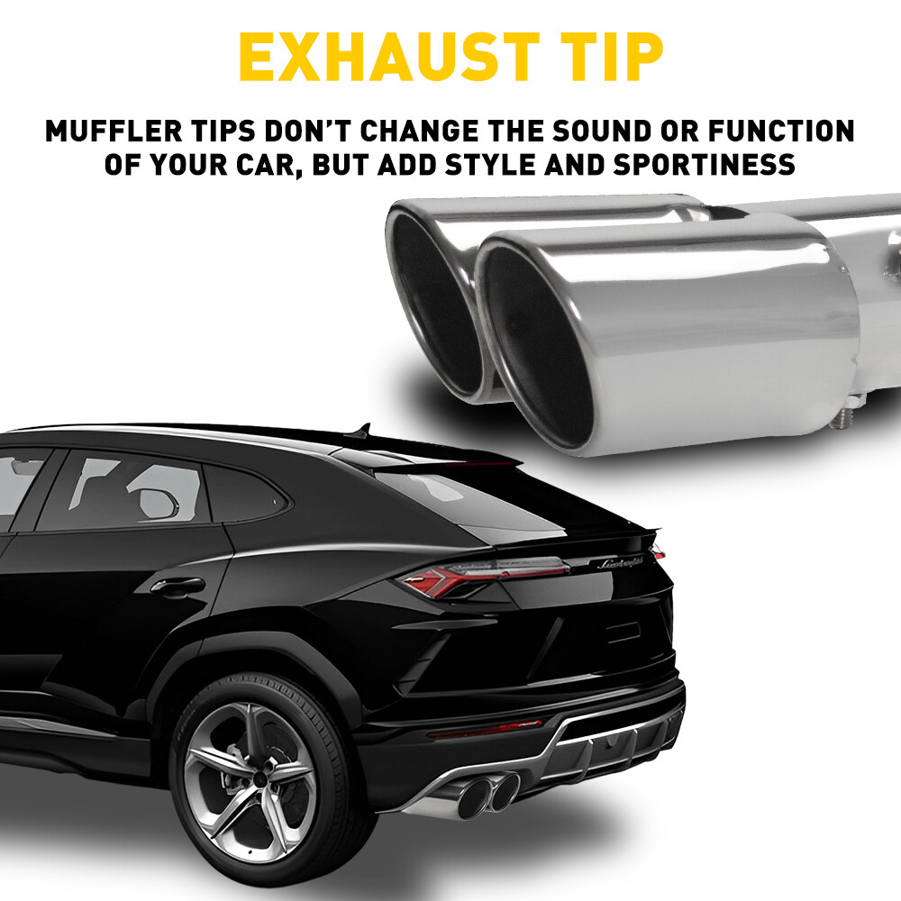 Chrome Rear Dual Stright Exhaust Pipe Tail Muffler Tip Replace Accessories Kit