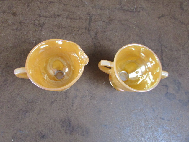 Fire King Peach Luster Creamer sugar excellent ware