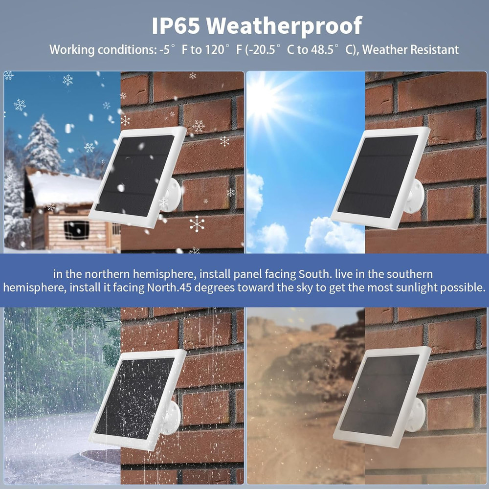 Solar Panel for Ring Camera(2Nd Generation), 2 Pack 5W Solar Panel with 10FT/3M