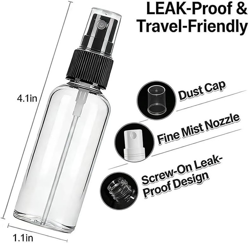1 Oz Travel Spray Bottles, Thickened Reusable Refillable Plastic Sprayers 2 Pack
