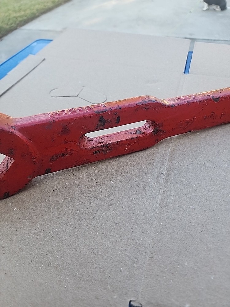 Vintage Fire Hydrant Spanner Wrench, Cast Iron, Red Paint. Old Tool