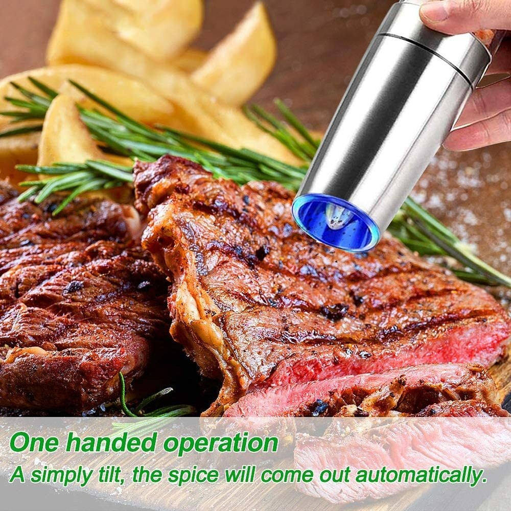 Electric Auto Gravity Sensor Salt and Pepper Grinder Mills Adjustable Coarseness