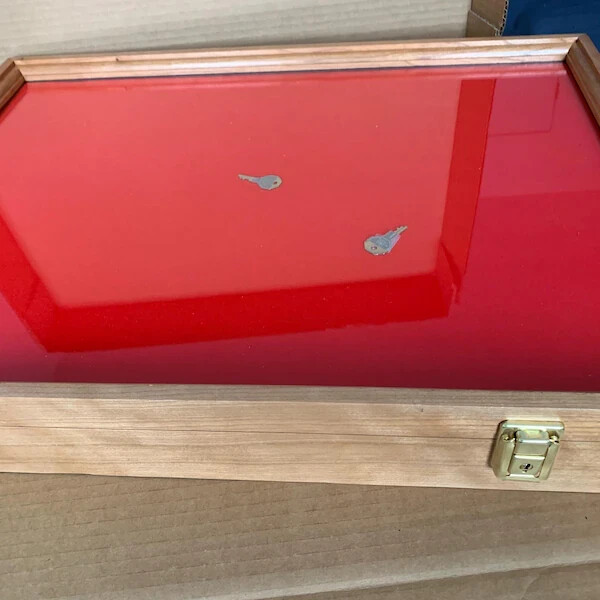 Knife Display Case Arrowheads 18 x 12 Cherry Solid Wood USA Made Lock Shadow Box