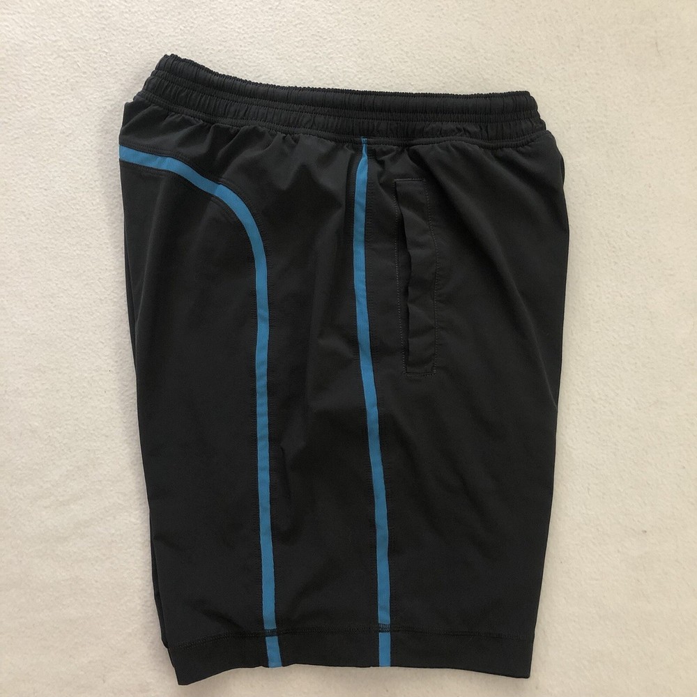 Lululemon Men Black Blue Lined Drawstring 9” Liner Pace Breaker Workout Short S