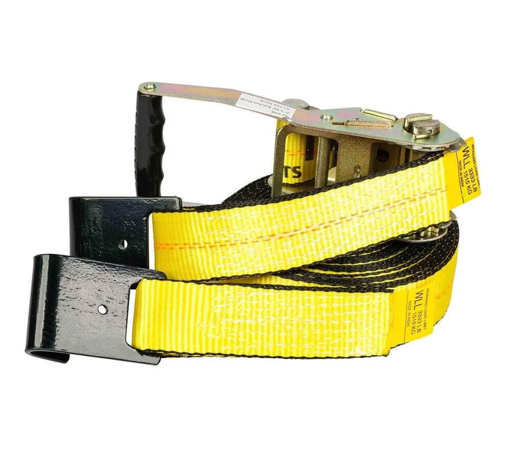 (4 Pack) 2" x 30' Ratchet Strap with Flat Hook - Yellow