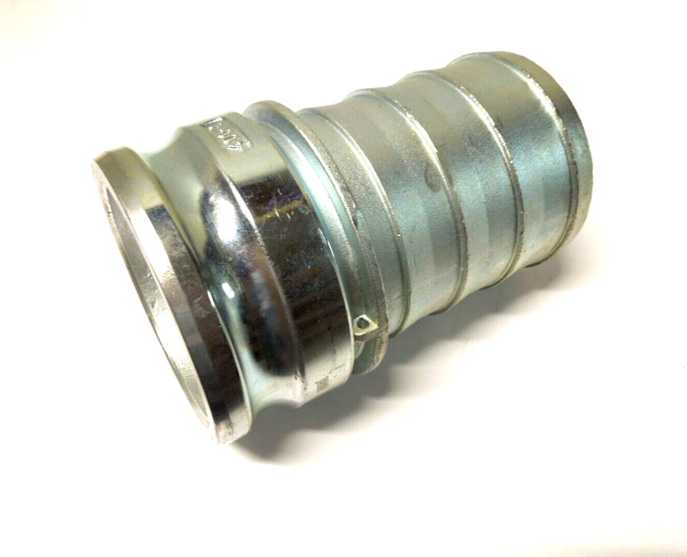 4" Type E Camlock Male Adapter x Hose Barb STEEL Hose Fitting E400 STEEL