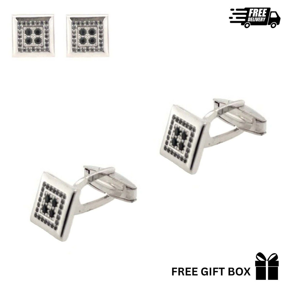 925 Sterling Silver Italy Square Cufflinks