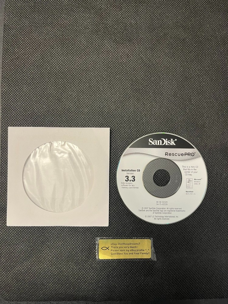 SanDisk Rescue Pro Version 3.3 Installation Mini CD