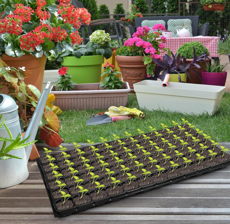 10-Pack Seed Starter Kit, 72-Cell Seedling Trays for Germination