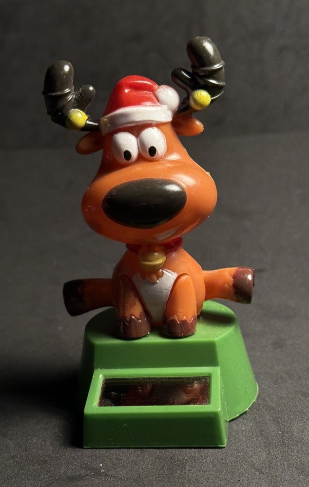 RARE Solar Bobble Head Christmas Sitting Raindeer