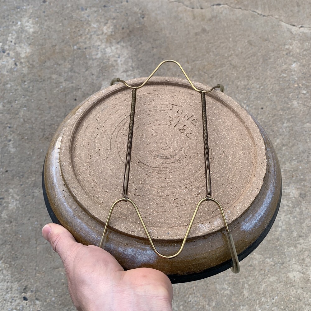 Art Studio Pottery Plate Platter Display 10” Blue Tree Star Kelp Pattern- Signed