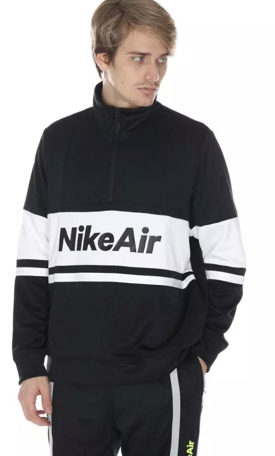 Men's Nike Air 1/2 Zip Jacket Pullover Overhead (Medium) BLACK WHITE CJ4836-010