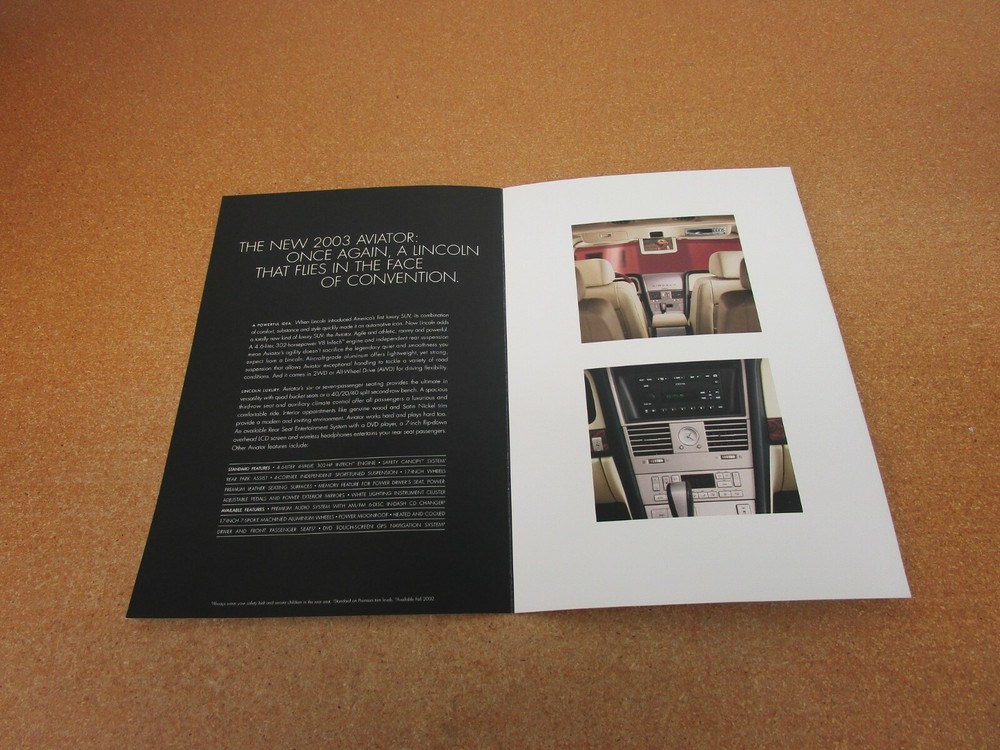 2003 Lincoln Aviator sales brochure 4 pg folder ORIGINAL