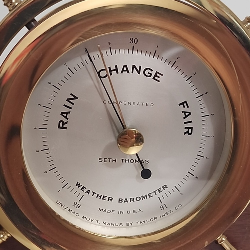 Seth Thomas Ships Bell Brass Helmsman Clock & Barometer E537-011