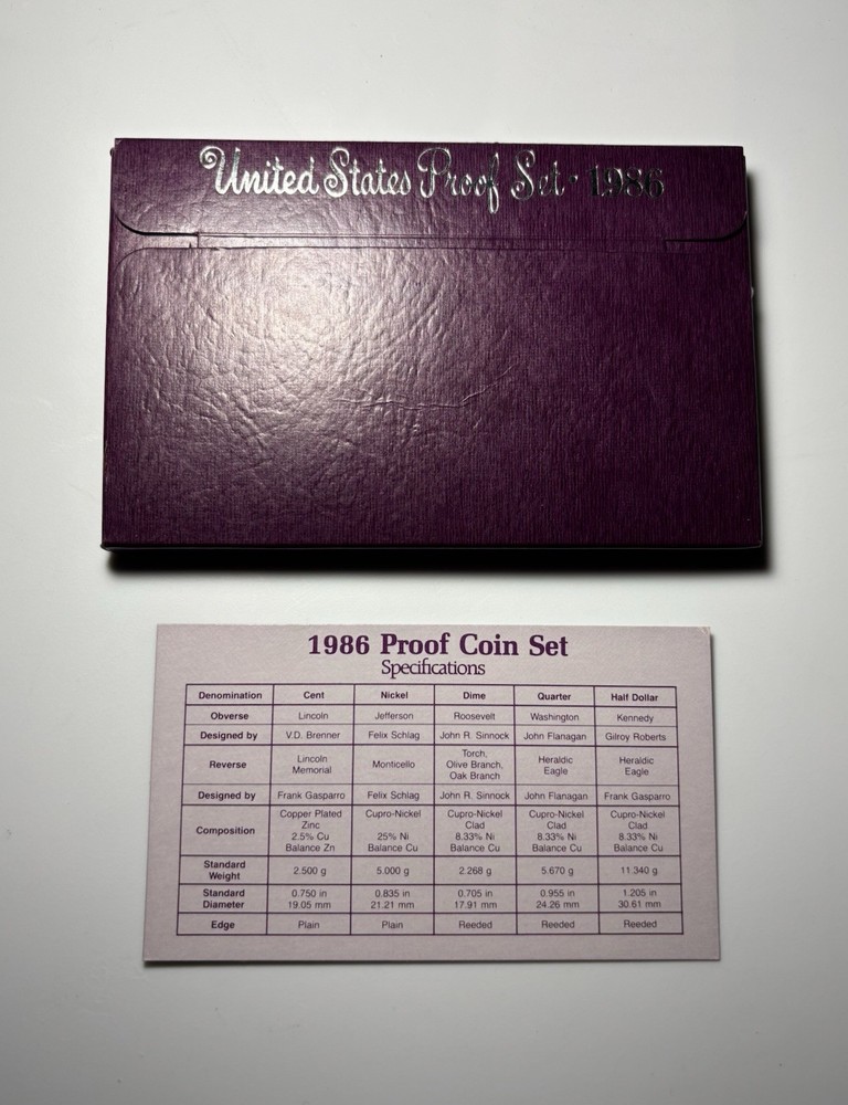 1986 US Mint Proof 5-Coin Set