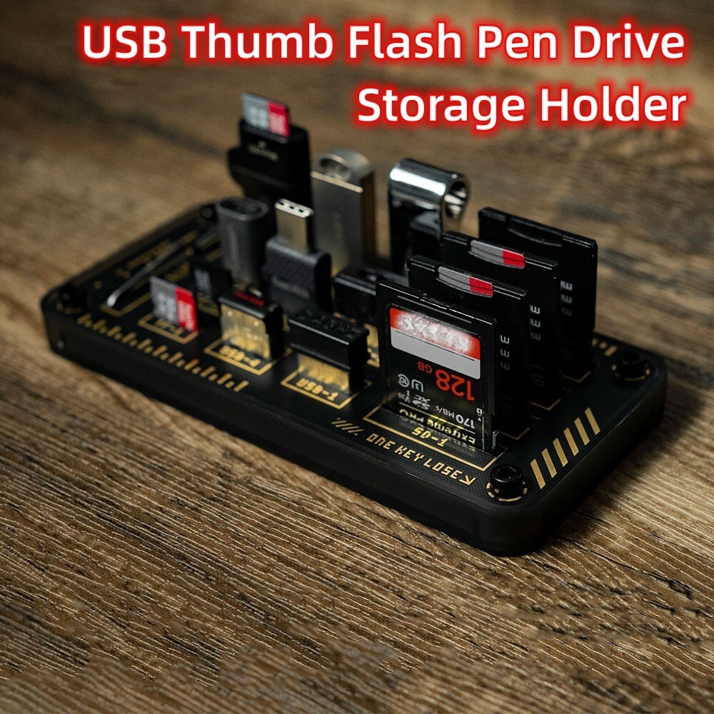 USB Thumb Flash Pen Drive & Memory Card Holder Case - Electronics Organizer