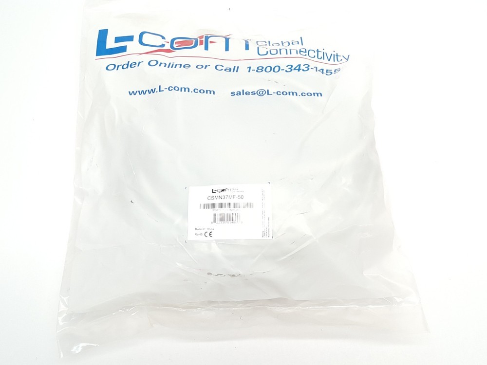 L-COM CSMN37MF-50 Deluxe Molded D-Sub Cable 50' Grey