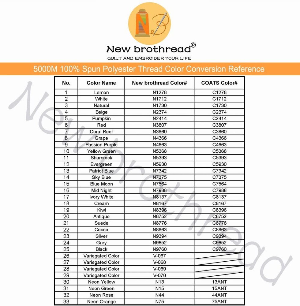 Brothread 4 Large Cones Polyester Thread 5500Y All Purpose Sewing Thread 30 Colo