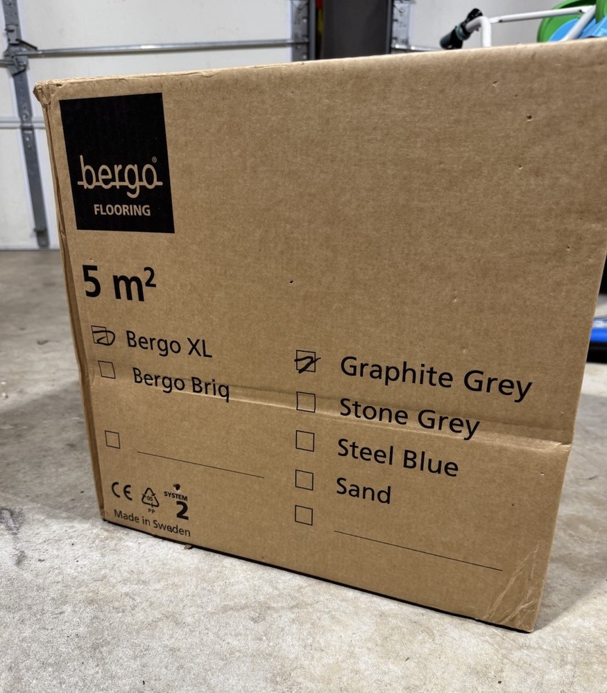 Bergo XL Interlocking Floor Tiles 5 m² Graphite Grey Textured