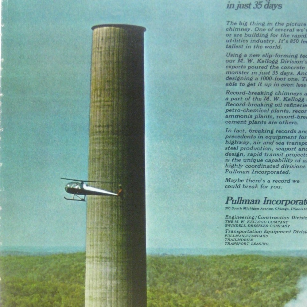 Vintage 1967 Pullman Incorporated Print Advertisement Chimney Helicopter